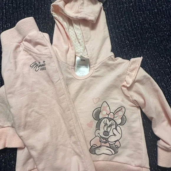 Disney Minnie Mouse Baby Outfit Set 6-9M Pink Hoodie Joggers - Picture 1 of 4